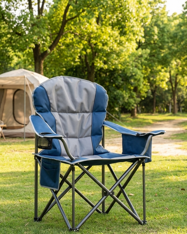 500 lbs Heavy Duty Folding Camping Chair – Cup Holder & Cooler Bag