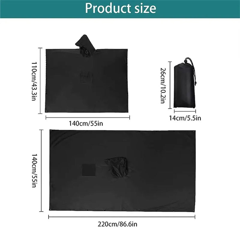 3-in-1 Military Waterproof Rain Poncho – Hooded Raincoat & Camping Cover