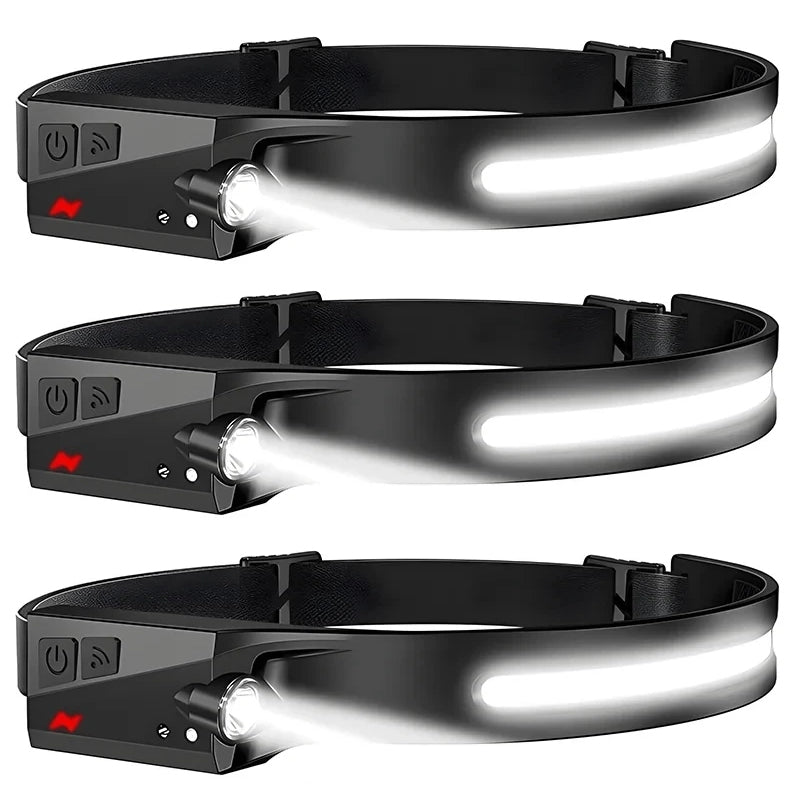 USB Rechargeable LED Headlamp – Waterproof Motion Sensor Camping Light