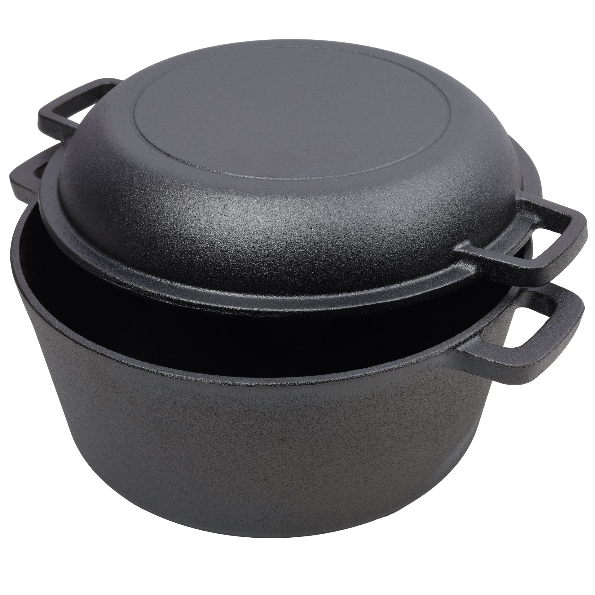 2-in-1 Cast Iron Dutch Oven – Pre-Seasoned 5QT Camping Pot with Rack