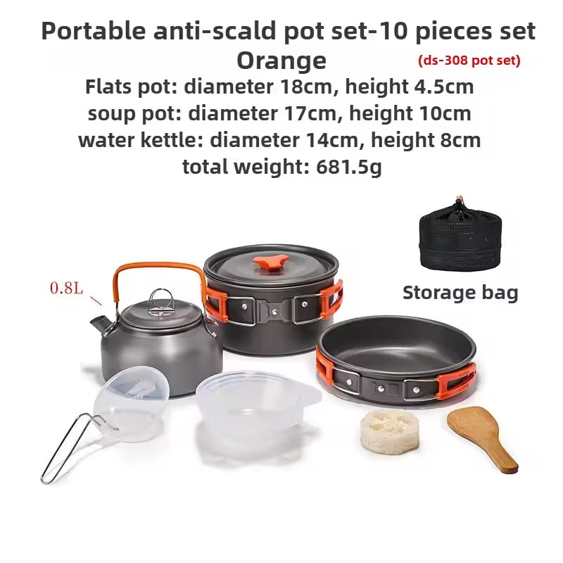 1–3 Person Camping Cookware Set – Lightweight Pot & Pan with Bag
