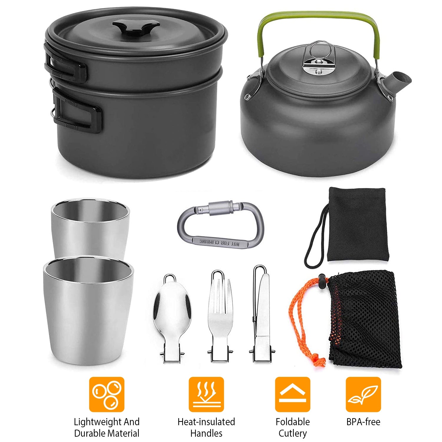 12-Piece Camping Cookware Set – Aluminum Pot & Stove Kit with Utensils