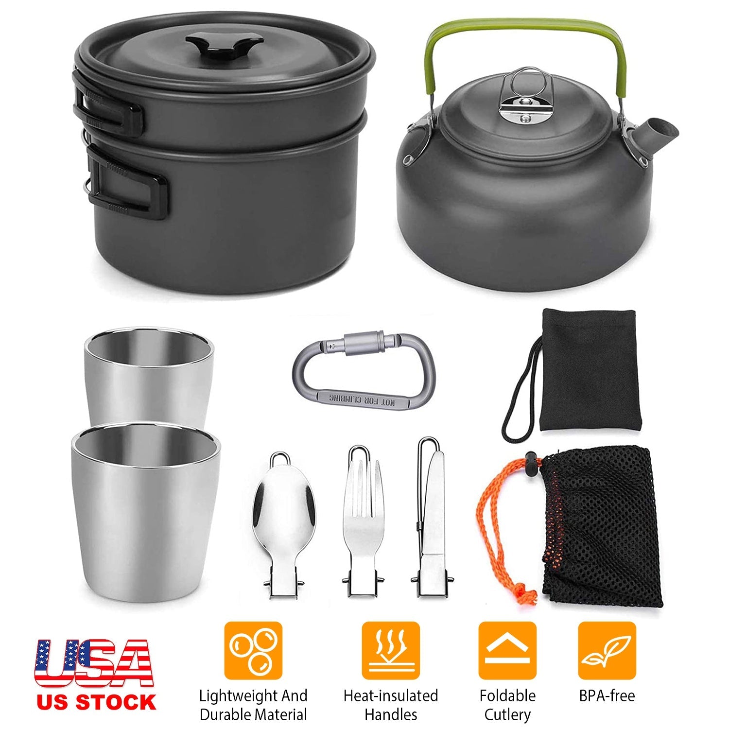 12-Piece Camping Cookware Set – Aluminum Pot & Stove Kit with Utensils