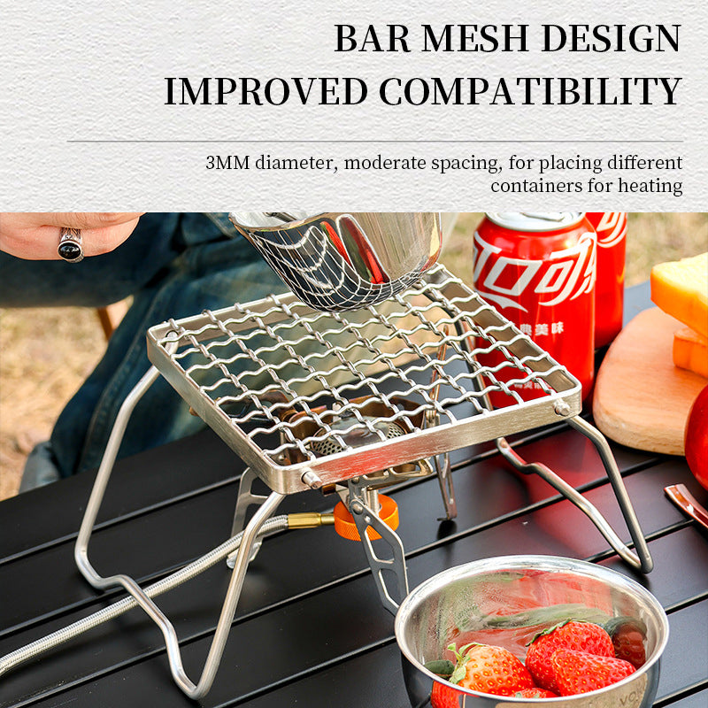 Stainless Steel Folding Stove Head Support – Portable BBQ Grill Stand