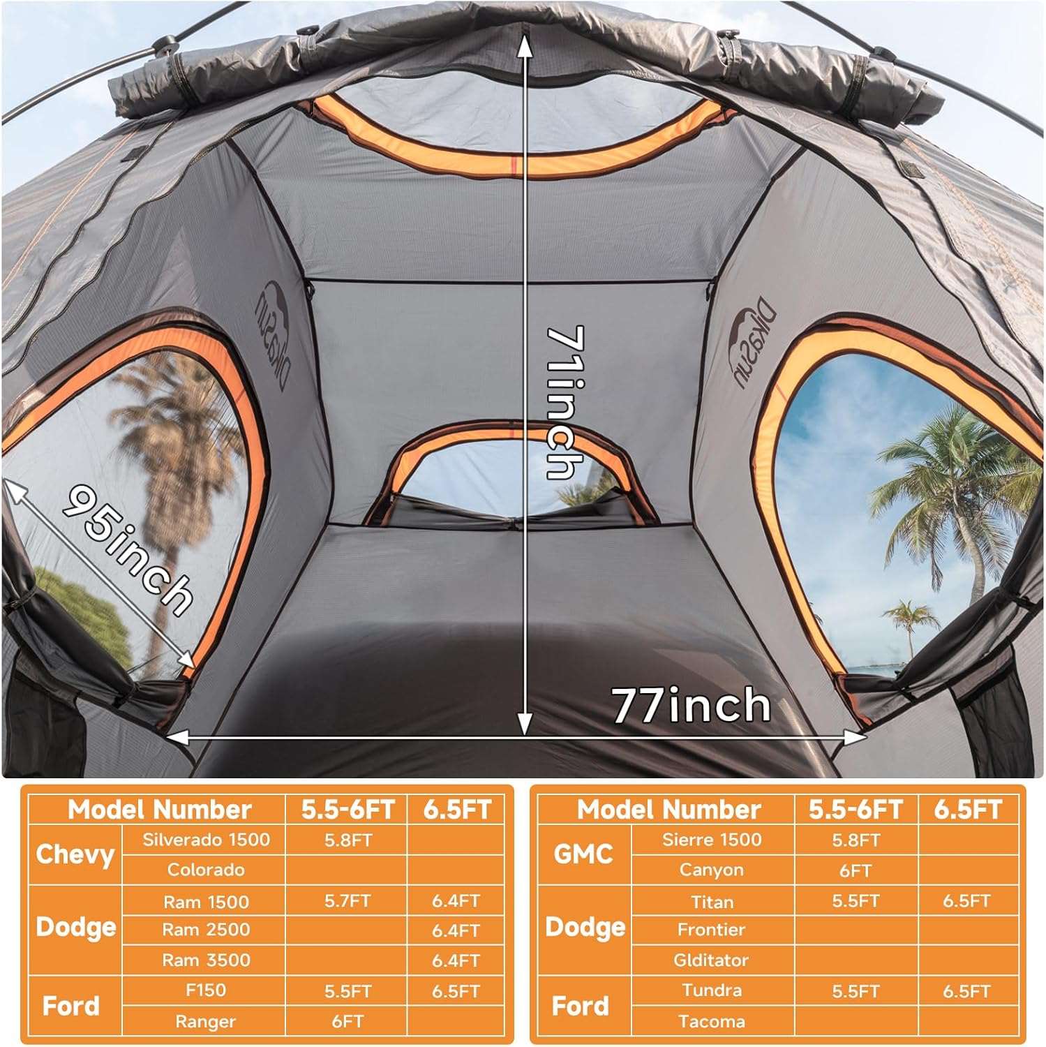 Umbrauto Truck Bed Tent – 2-Person Waterproof Pickup Camping Tent (6.4–6.7FT)