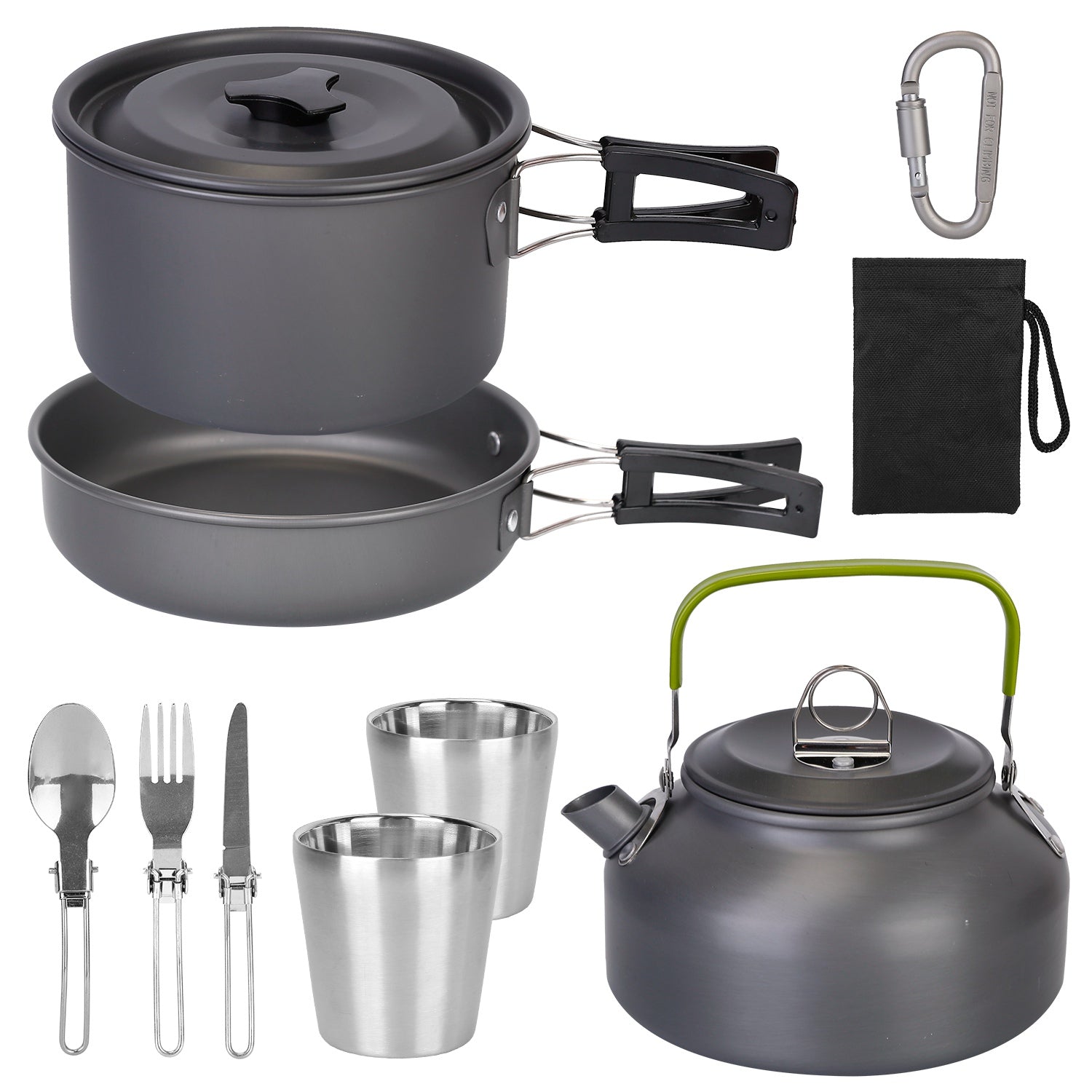 12-Piece Camping Cookware Set – Aluminum Pot & Stove Kit with Utensils