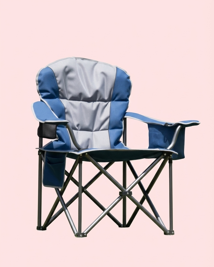 500 lbs Heavy Duty Folding Camping Chair – Cup Holder & Cooler Bag