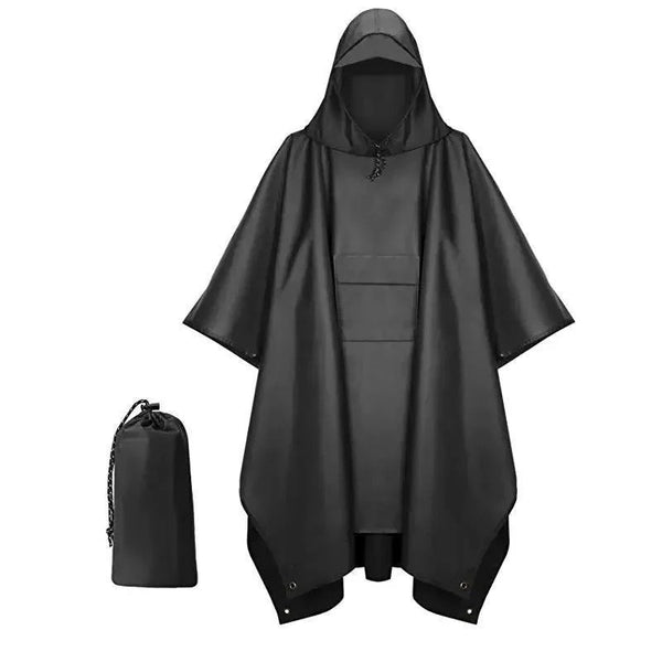 3-in-1 Military Waterproof Rain Poncho – Hooded Raincoat & Camping Cover