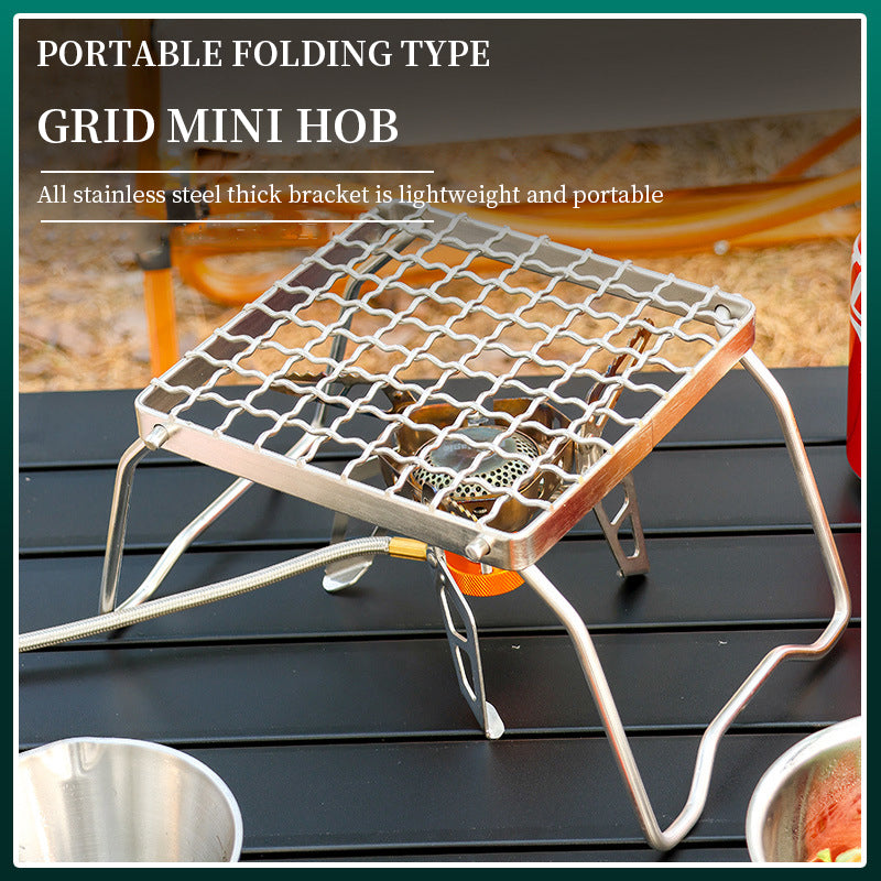 Stainless Steel Folding Stove Head Support – Portable BBQ Grill Stand