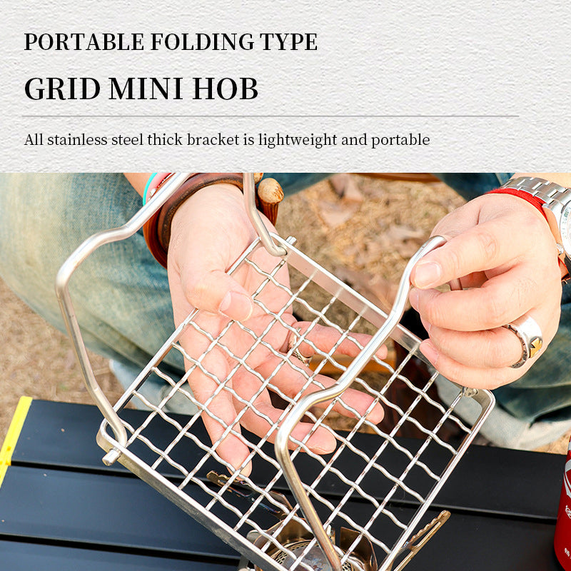 Stainless Steel Folding Stove Head Support – Portable BBQ Grill Stand