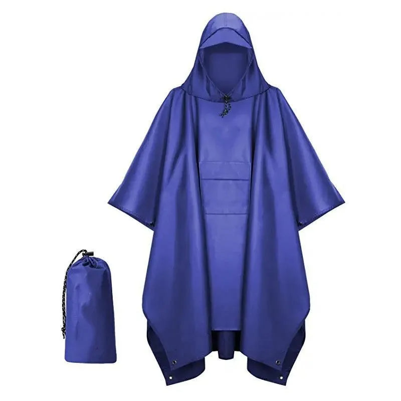 3-in-1 Military Waterproof Rain Poncho – Hooded Raincoat & Camping Cover