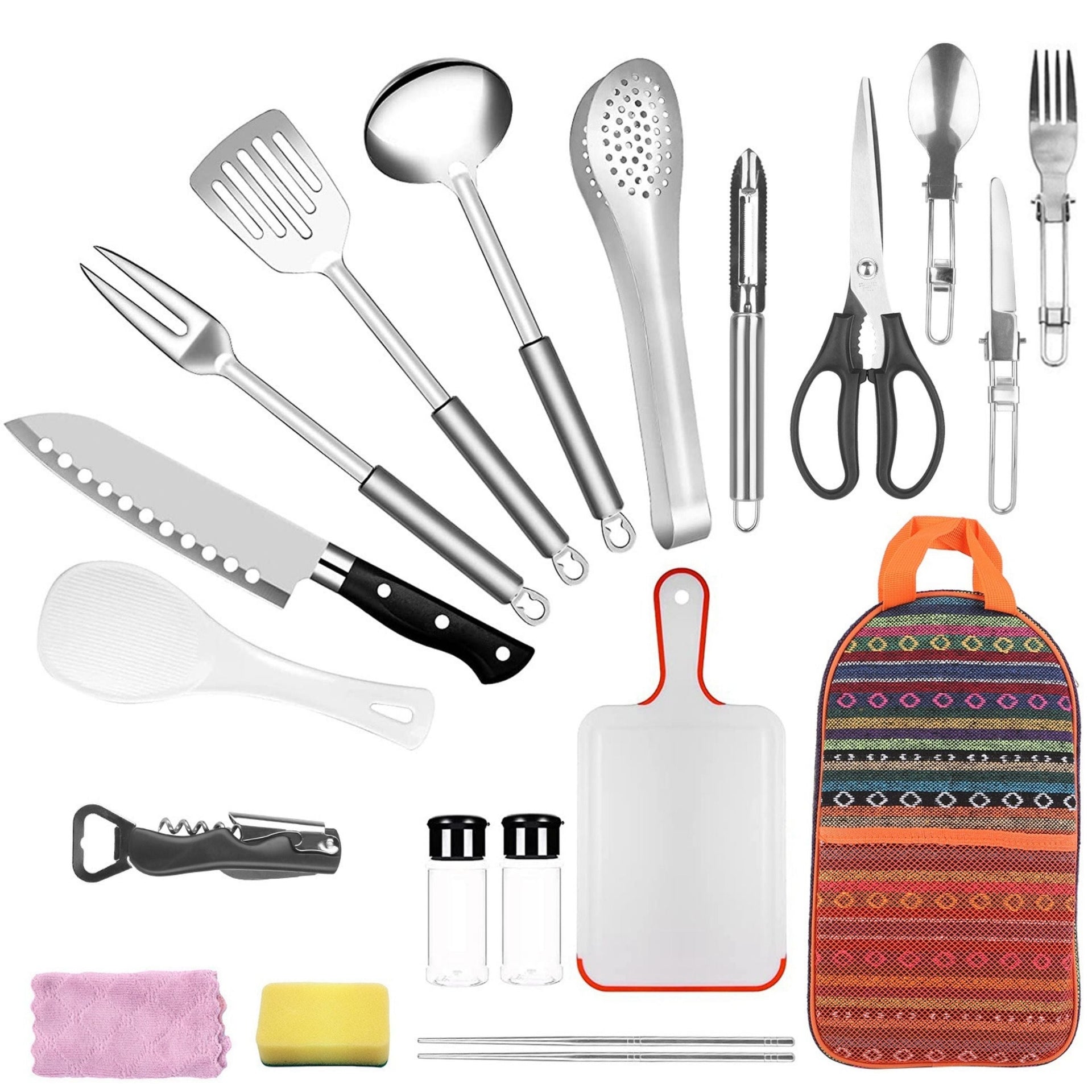19-Piece Camping Cookware Set – Portable Outdoor Cooking Kit with Bag