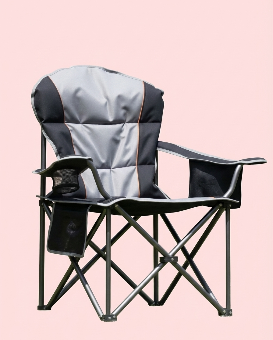 500 lbs Heavy Duty Folding Camping Chair – Cup Holder & Cooler Bag