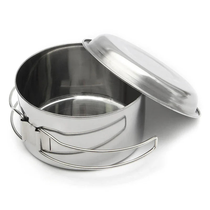 8-Piece Stainless Steel Camping Cookware Set – Hiking & Picnic Kit