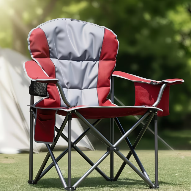 500 lbs Heavy Duty Folding Camping Chair – Cup Holder & Cooler Bag