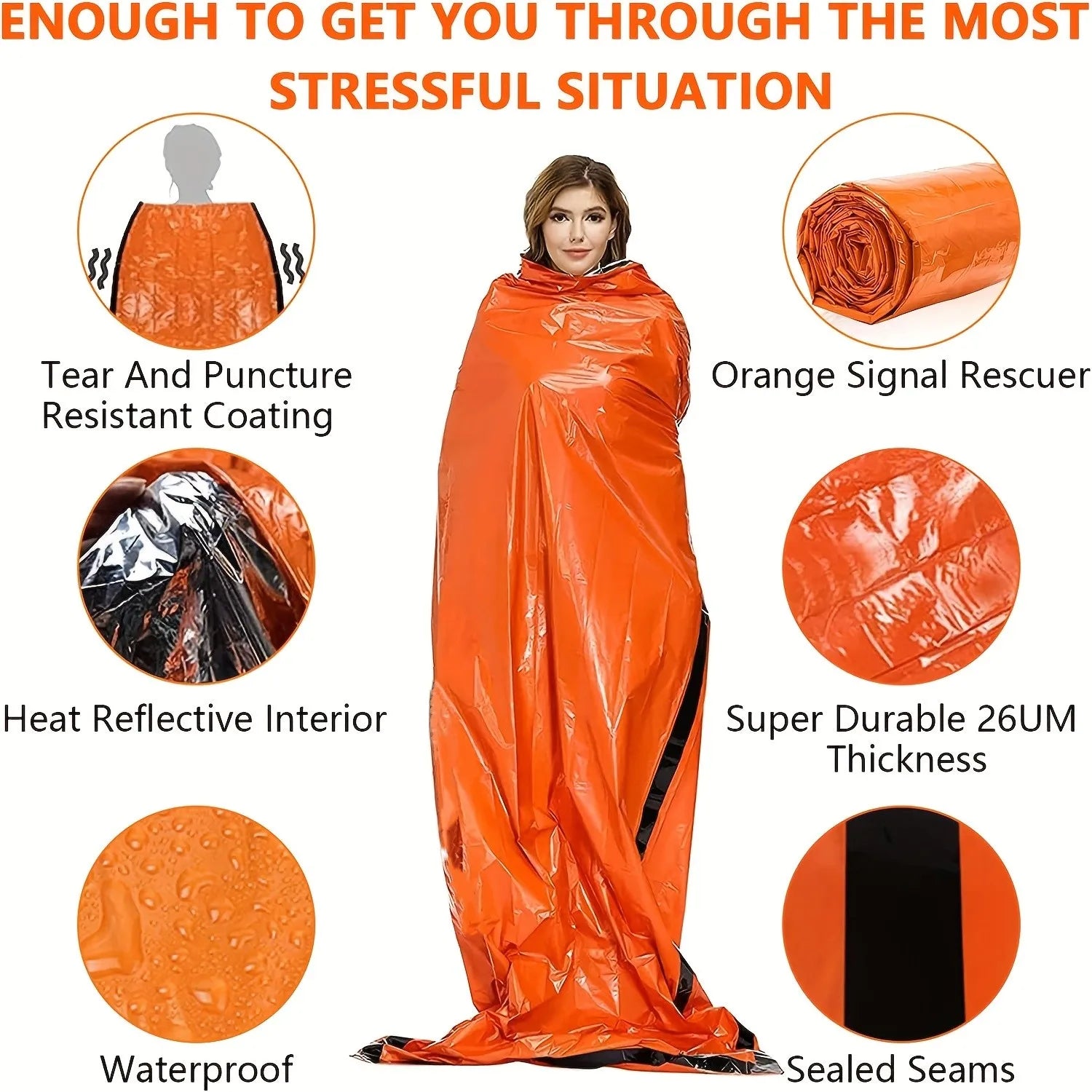 Emergency Survival Sleeping Bag – Waterproof Mylar Thermal Blanket