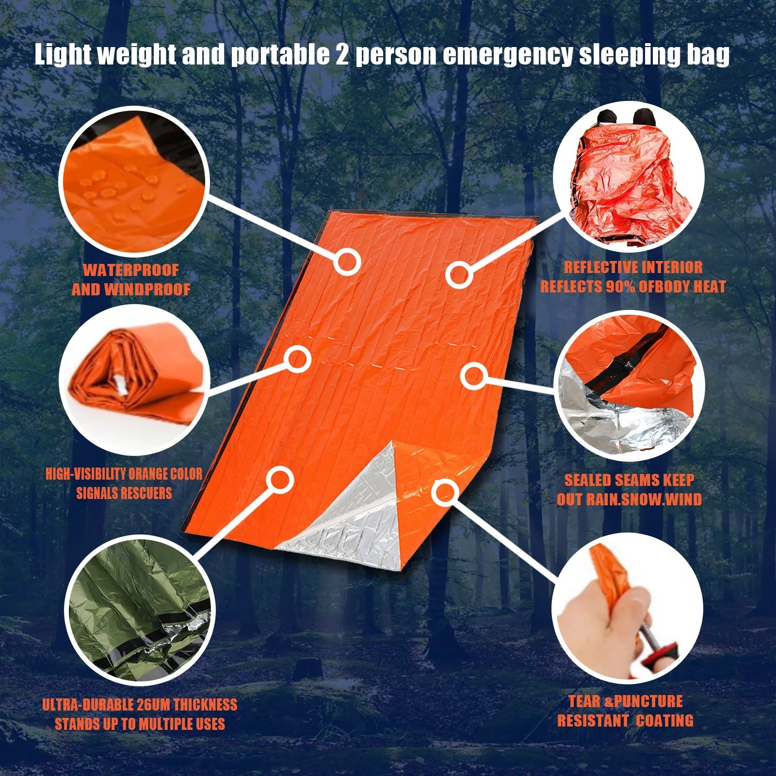 Emergency Survival Sleeping Bag – Waterproof Mylar Thermal Blanket