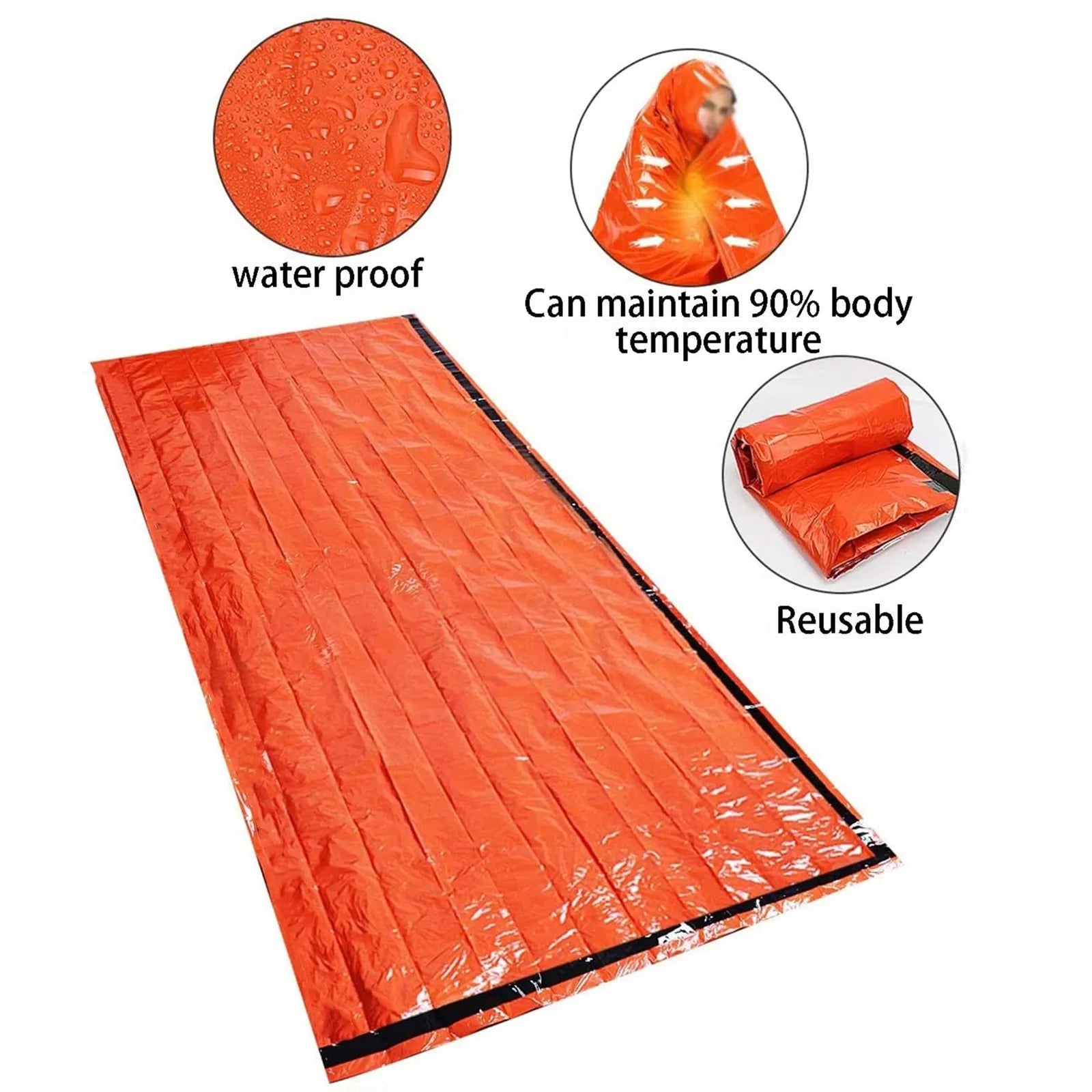 Emergency Survival Sleeping Bag – Waterproof Mylar Thermal Blanket