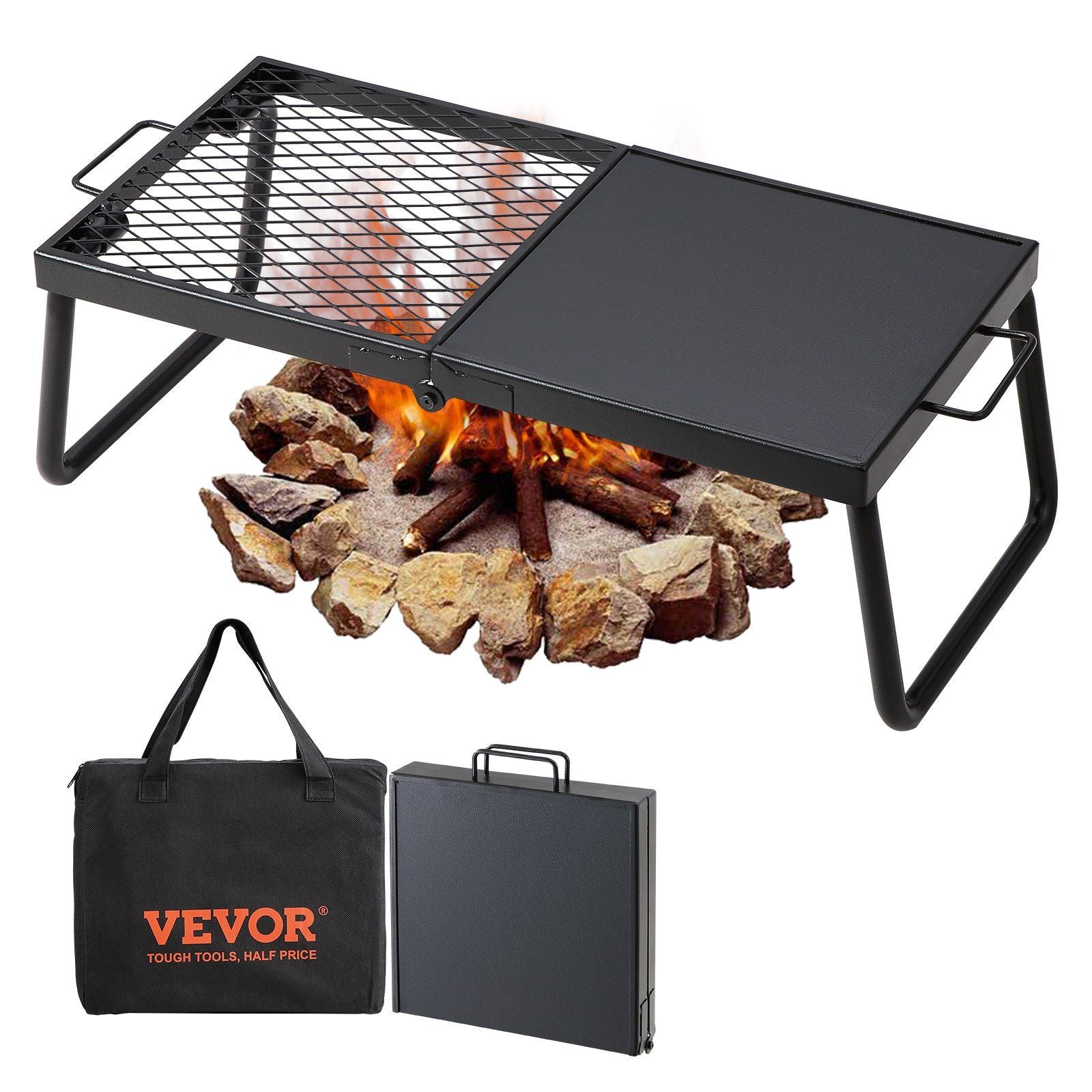 Folding Campfire Grill – Heavy Duty Steel Mesh Cooking Grate
