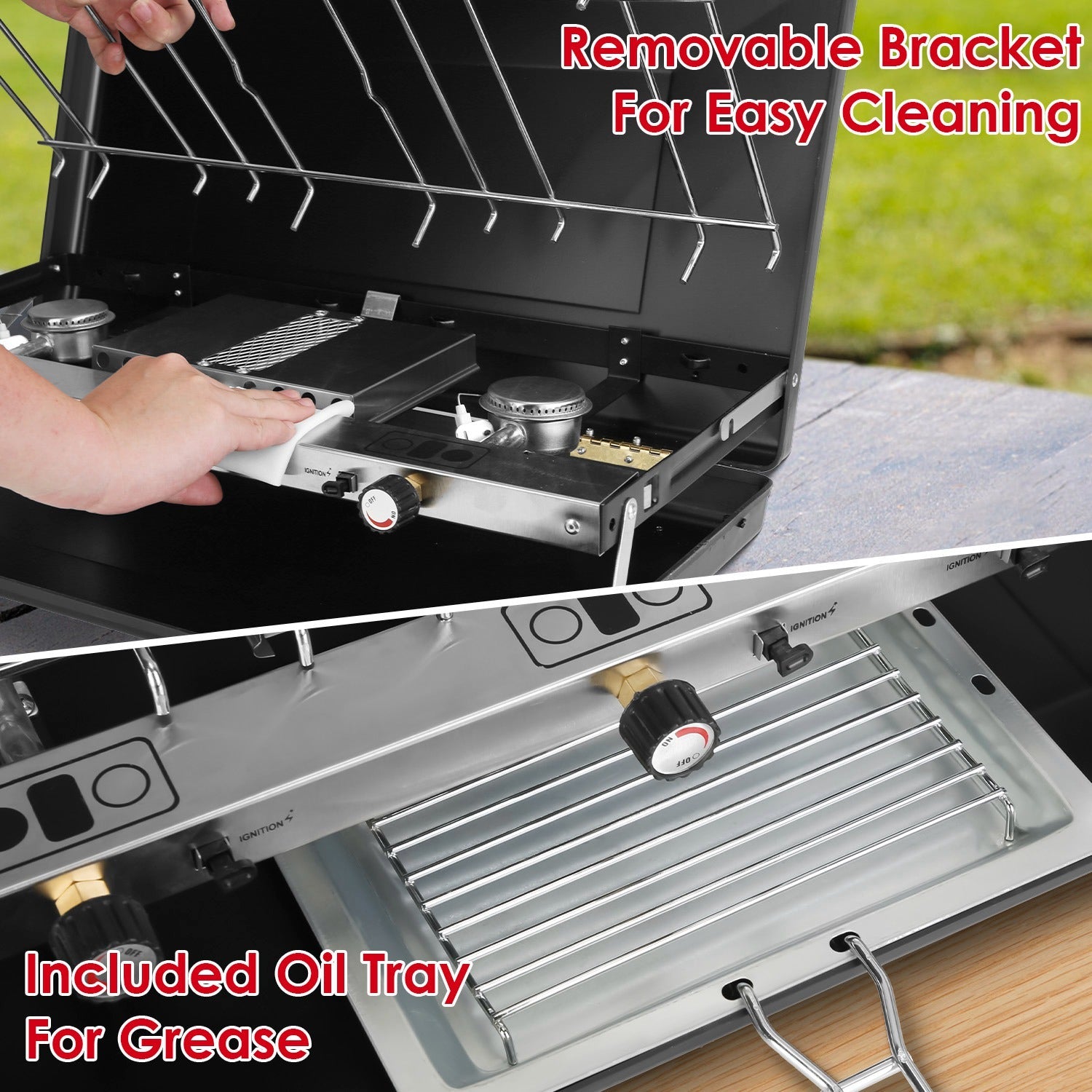 3-Burner Camping Stove 20,000 BTU – Portable Propane Cooker with Windshield