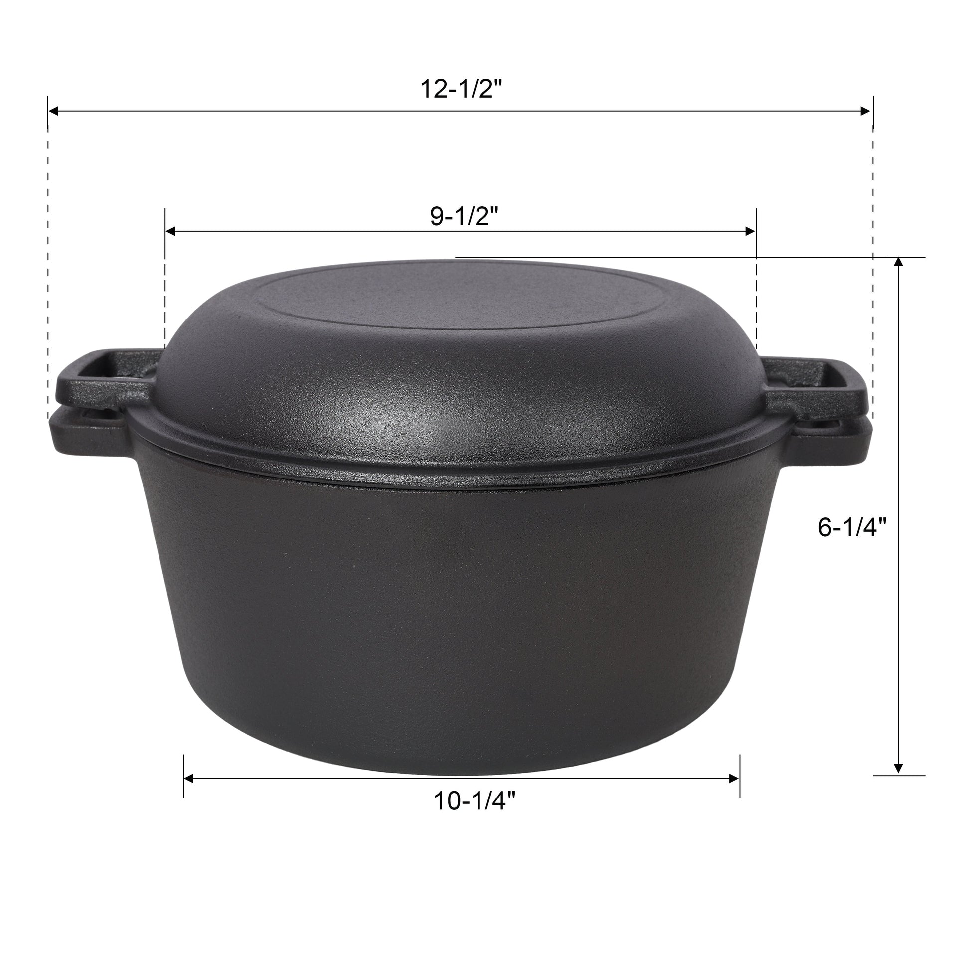 2-in-1 Cast Iron Dutch Oven – Pre-Seasoned 5QT Camping Pot with Rack