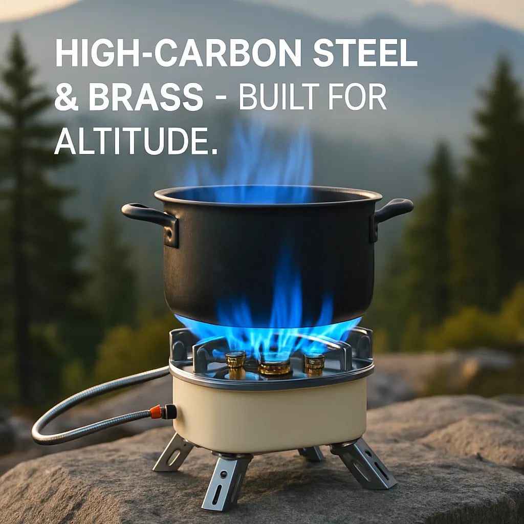 13,000W Windproof Camping Stove – Five-Head Gas Burner with Ignition