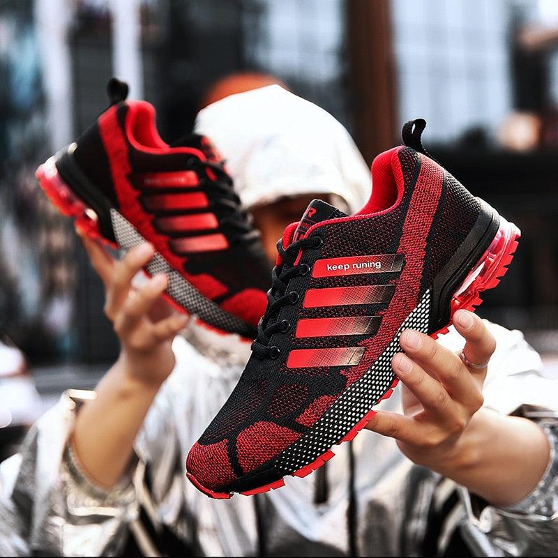 Men’s Air Cushion Lace-Up Running Sneakers – Breathable Athletic Shoes