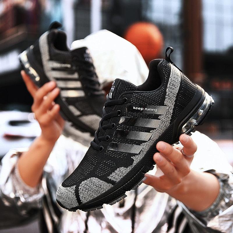 Men’s Air Cushion Lace-Up Running Sneakers – Breathable Athletic Shoes