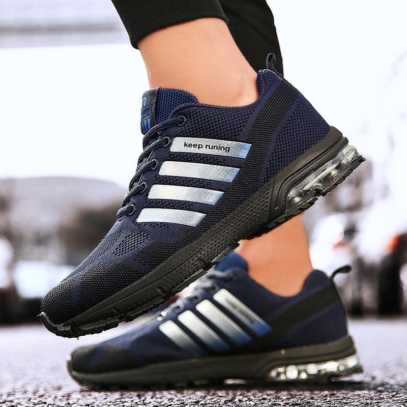 Men’s Air Cushion Lace-Up Running Sneakers – Breathable Athletic Shoes