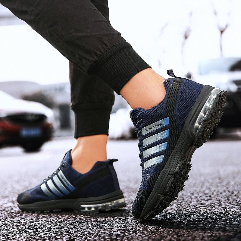 Men’s Air Cushion Lace-Up Running Sneakers – Breathable Athletic Shoes