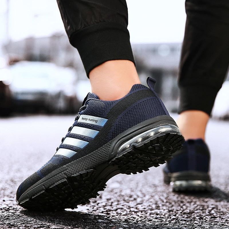 Men’s Air Cushion Lace-Up Running Sneakers – Breathable Athletic Shoes