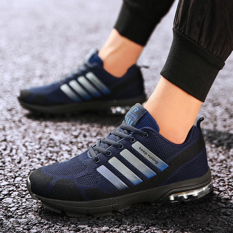 Men’s Air Cushion Lace-Up Running Sneakers – Breathable Athletic Shoes