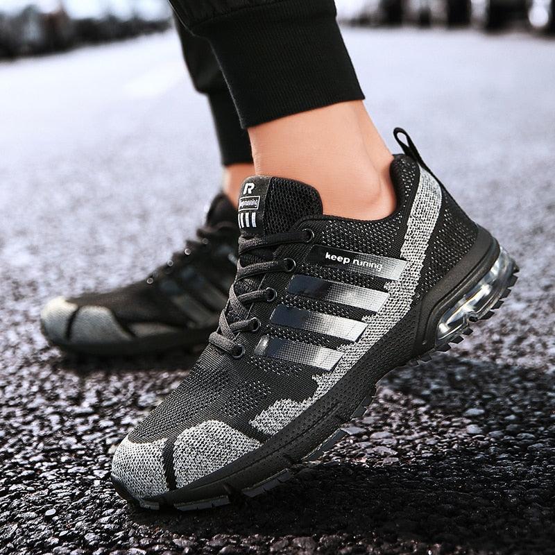 Men’s Air Cushion Lace-Up Running Sneakers – Breathable Athletic Shoes