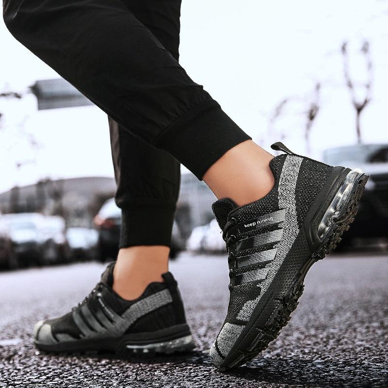 Men’s Air Cushion Lace-Up Running Sneakers – Breathable Athletic Shoes