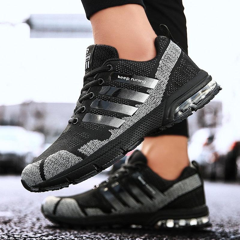 Men’s Air Cushion Lace-Up Running Sneakers – Breathable Athletic Shoes