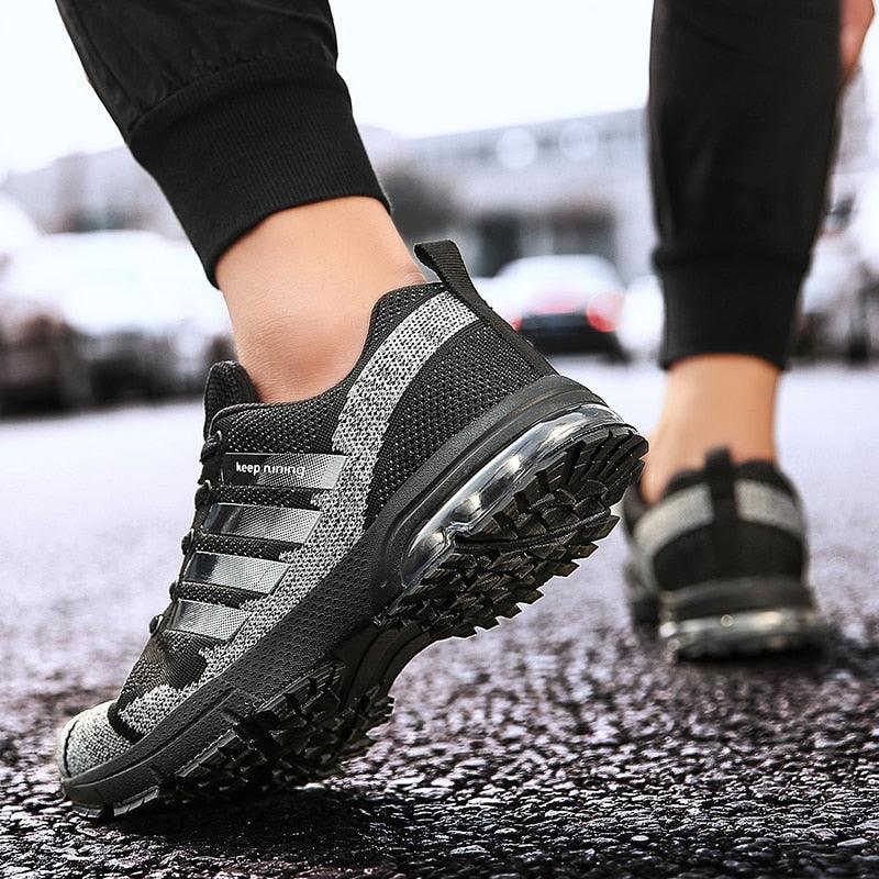 Men’s Air Cushion Lace-Up Running Sneakers – Breathable Athletic Shoes