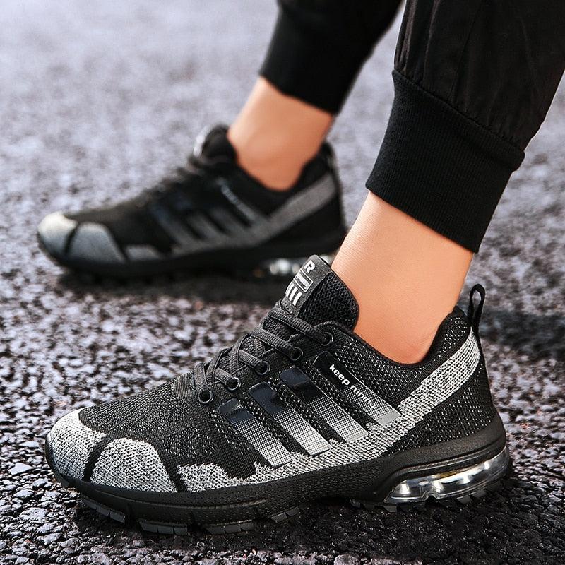 Men’s Air Cushion Lace-Up Running Sneakers – Breathable Athletic Shoes