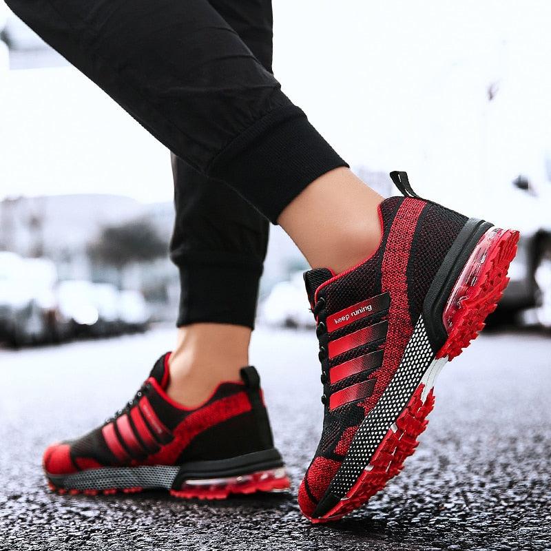 Men’s Air Cushion Lace-Up Running Sneakers – Breathable Athletic Shoes