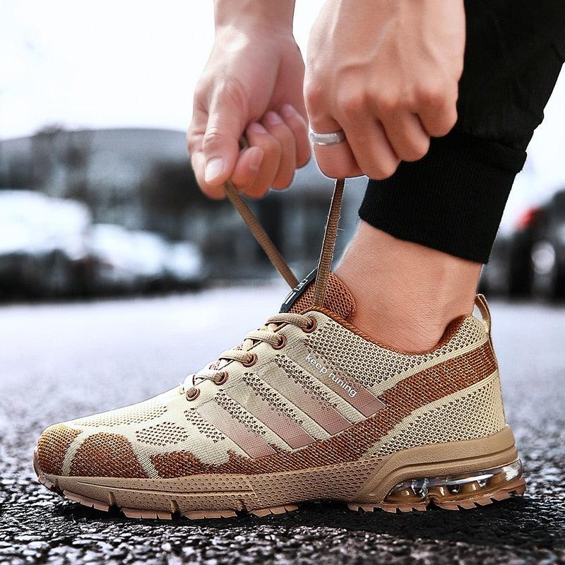 Men’s Air Cushion Lace-Up Running Sneakers – Breathable Athletic Shoes