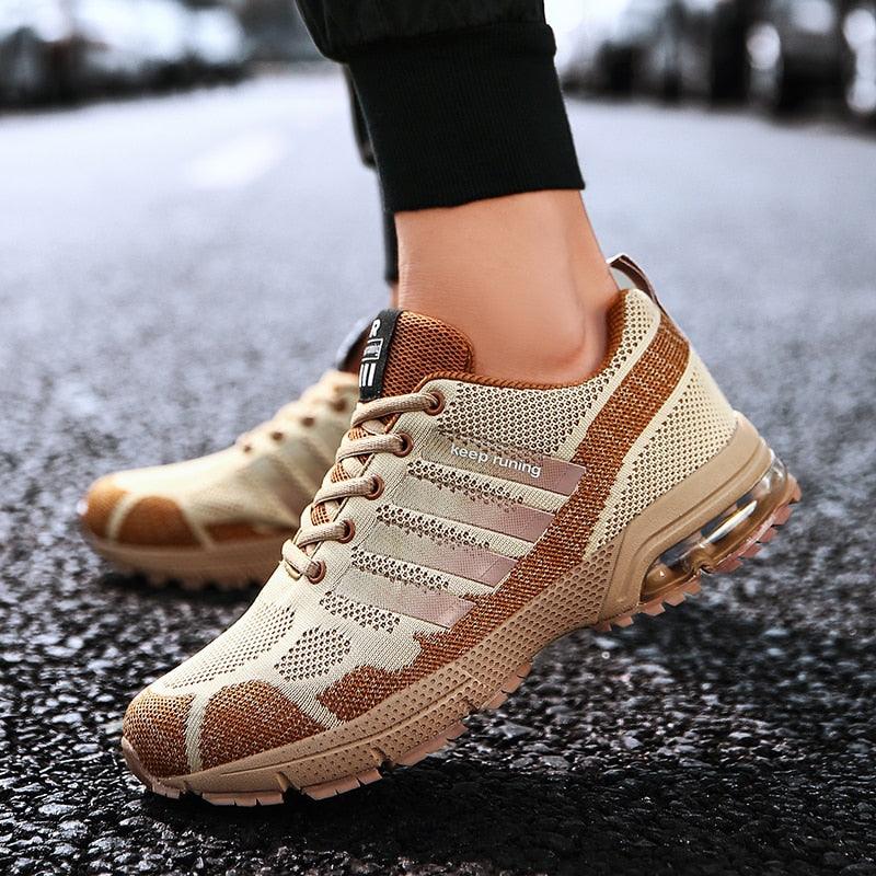 Men’s Air Cushion Lace-Up Running Sneakers – Breathable Athletic Shoes