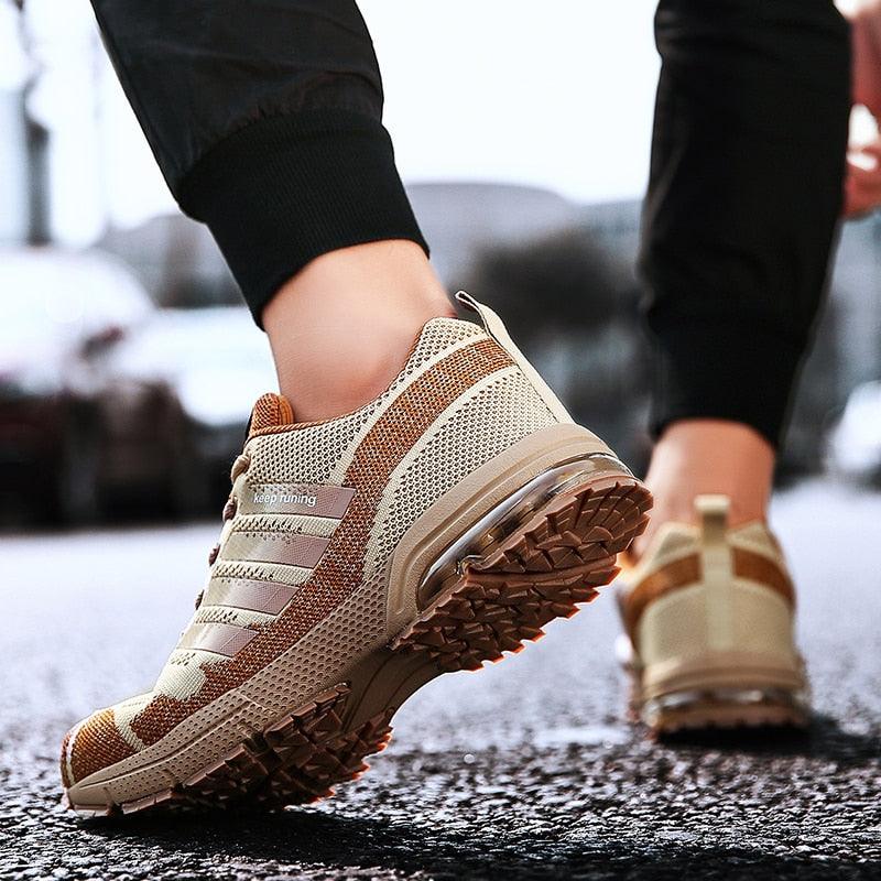 Men’s Air Cushion Lace-Up Running Sneakers – Breathable Athletic Shoes