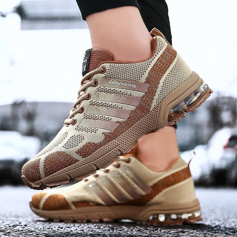 Men’s Air Cushion Lace-Up Running Sneakers – Breathable Athletic Shoes