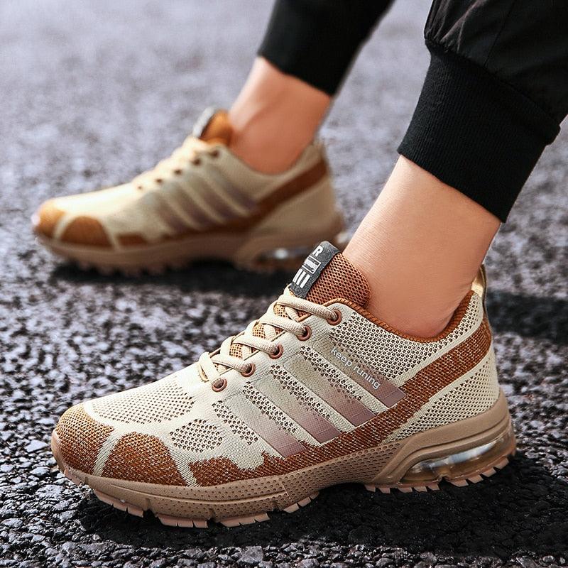 Men’s Air Cushion Lace-Up Running Sneakers – Breathable Athletic Shoes