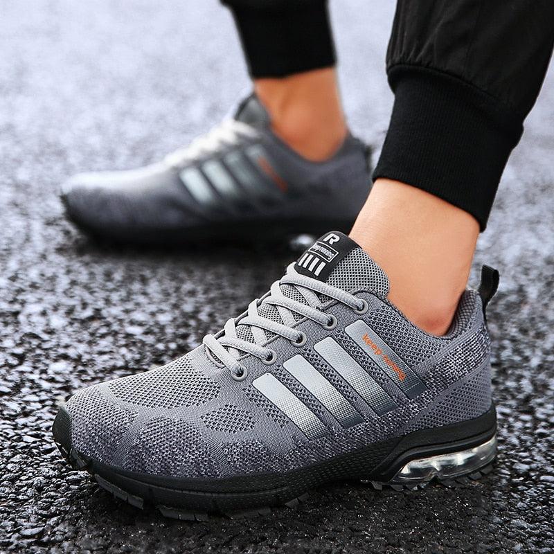 Men’s Air Cushion Lace-Up Running Sneakers – Breathable Athletic Shoes