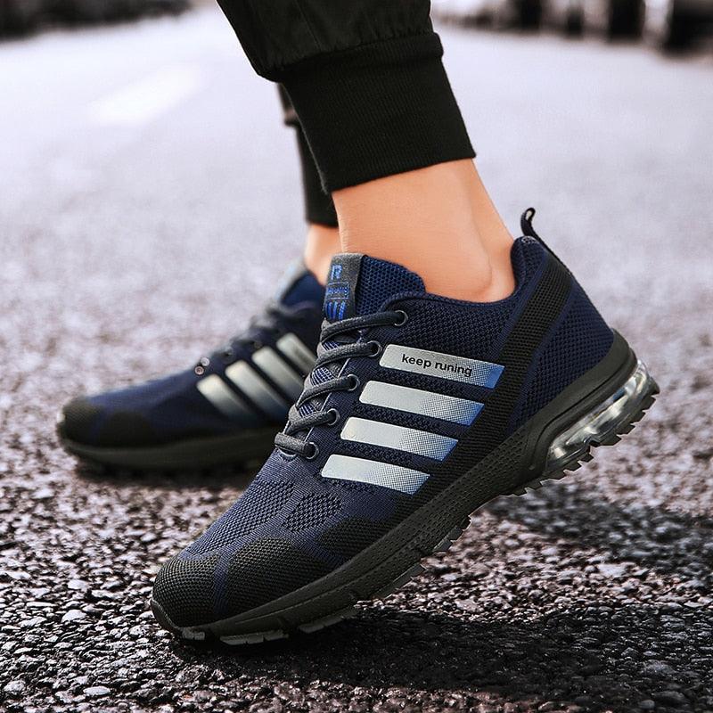 Men’s Air Cushion Lace-Up Running Sneakers – Breathable Athletic Shoes