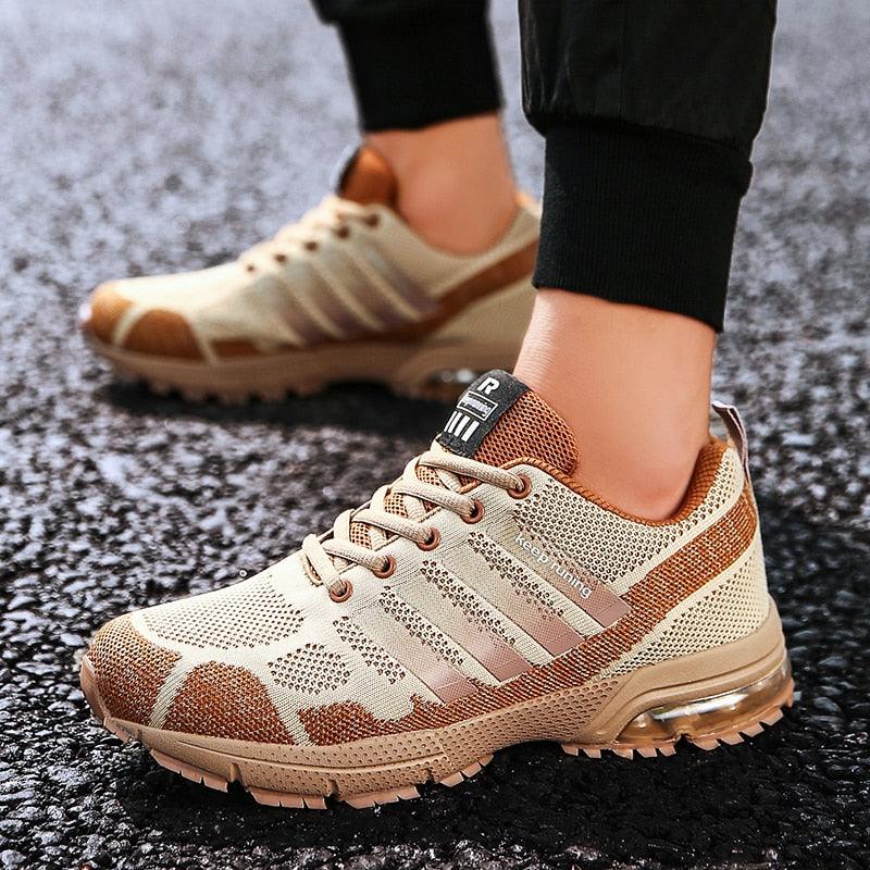 Men’s Air Cushion Lace-Up Running Sneakers – Breathable Athletic Shoes