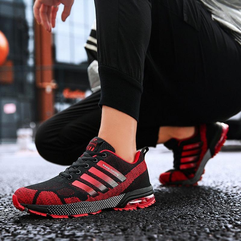Men’s Air Cushion Lace-Up Running Sneakers – Breathable Athletic Shoes