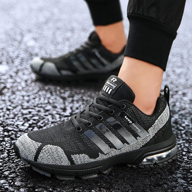 Men’s Air Cushion Lace-Up Running Sneakers – Breathable Athletic Shoes