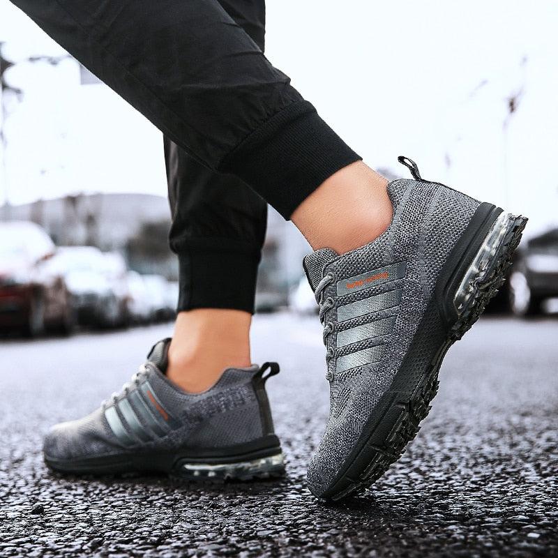 Men’s Air Cushion Lace-Up Running Sneakers – Breathable Athletic Shoes