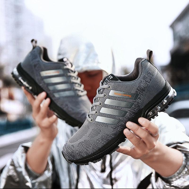 Men’s Air Cushion Lace-Up Running Sneakers – Breathable Athletic Shoes